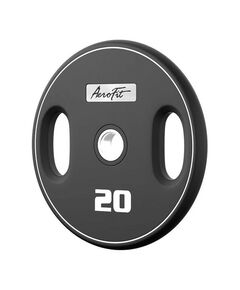 Олимпийский полиуретановый диск AeroFit 20 кг, черный, с 2-мя хватами [AFPUPLB20] фотографии