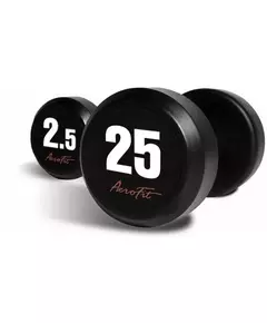 Набор обрезиненных гантелей AeroFit, 2.5-25 кг - 10 пар, шаг 2.5 кг, цвет: черный, рукоятки хромированные, вес 275 кг [AFDB2.5-25] фотографии
