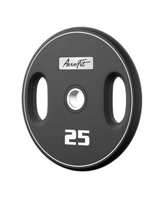 Олимпийский полиуретановый диск AeroFit 25 кг, черный, с 2-мя хватами [AFPUPLB25] фотографии