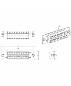 Панель Hyperline FO-FPM-W120H32-24LC-BL для FO-19BX с 24 LC адаптерами, 24 волокна, одномод OS1/OS2, 120x32 мм, адаптеры цвета синий (blue) фотографии