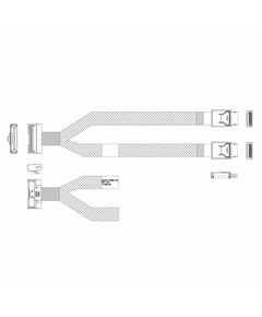Кабель JPC P7352DN00800-1 Cable MCIO x8 74P (прямой Straight Type) -TO- 2x OCuLink x4 42P (прямой Straight Type), 85 Ohm, L:80cm фотографии