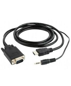 Кабель HDMI-VGA Cablexpert A-HDMI-VGA-03-6 19M/15M + 3.5Jack, 1.8м, черный, позол.разъемы, пакет фотографии