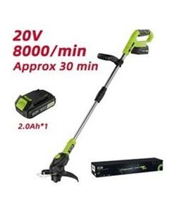 Триммер Deli DG305-1 аккумуляторный, 1АКБ*2Ач + ЗУ, 20V, диаметр скашивания 260мм, макс. обороты двигателя 8000об/мин фотографии