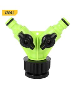 Распределитель поливочный Deli DL8797 двухканальный, 1"-3/4", внутренняя резьба, 2 вентиля, ударопрочный пластик фотографии
