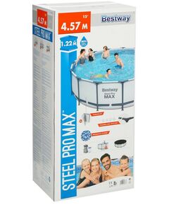 Бассейны: Бассейн каркасный BestWay Steel Pro Мах 457 х 122 см фильтр-насос, лестница, тент [56438] фотографии