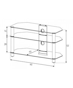 Купить Тумба под телевизор Sonorous NEO 390 B SLV 3 полки, max нагрузка 50 кг, 530х900х400мм (ВхШхГ), черное стекло / серебристые ножки, изображение 2 в интернет-магазине Irkshop.ru