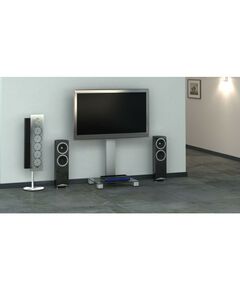 Купить Стойка под телевизор Sonorous PL 2510-C-INX 1 полка, крепеж для ТВ, max нагрузка 50кг, поворот 35o, 1460х650х500мм  (ВхШхГ), прозрачное стекло / ножки стального цвета, изображение 4 в интернет-магазине Irkshop.ru