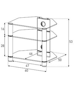 Купить Стойка под телевизор Sonorous RX 2130-B-SLV 3 полки,  max нагрузка 40 кг на каждую полку,  530х600х500мм (ВхШхГ), черное стекло / серебристые ножки, изображение 2 в интернет-магазине Irkshop.ru