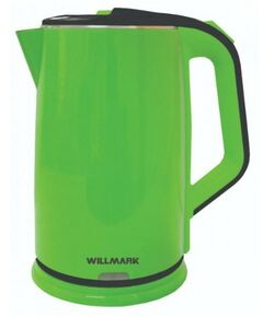 Купить Чайник WILLMARK WEK-2012PS Салатовый/Light green 2 л, поворот на 360 градусов, двухстенная конструкция, лампа-индикатор работы, материал корпуса: нержавеющая сталь, покрытая пластиком в интернет-магазине Irkshop.ru