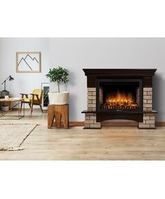 Камины: Портал Firelight Forte Wood 30 камень коричневый, шпон темный дуб [Forte Wood 30 BDO] фотографии