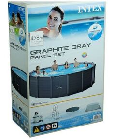 Купить Бассейн каркасный Intex Graphite Gray 478х124 см песчаный фильтр насос лестница тент подстилка [26384], изображение 4 в интернет-магазине Irkshop.ru