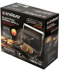 Фритюрницы, грили: Гриль электрический Endever Grillmaster 119 черный/металлик фотографии