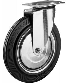 Мебельный крепеж: Колесо поворотное Зубр Профессионал d=250 мм г/п 210 кг, резина/металл, игольчатый подшипник [30936-250-S] фотографии