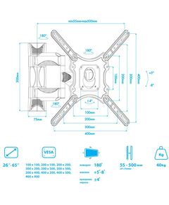 Купить Настенный кронштейн для LED/LCD телевизоров VLK TRENTO-11 black [51033], изображение 7 в интернет-магазине Irkshop.ru