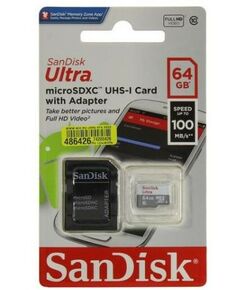 Купить microSDXC SanDisk 64Gb Ultra 80 UHS-I U1 Class10 + adapter [SDSQUNS-064G-GN3MA], изображение 3 в интернет-магазине Irkshop.ru