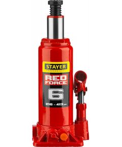 Купить Домкрат бутылочный гидравлический STAYER RED FORCE 6т 216-413мм в кейсе [43160-6-K_z01], изображение 3 в интернет-магазине Irkshop.ru