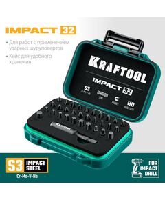 Купить Набор ударных бит KRAFTOOL IMPACT-32 32 шт [26066-H32], изображение 2 в интернет-магазине Irkshop.ru