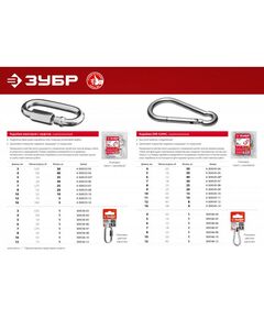 Такелажный крепеж: Карабин винтовой с муфтой Зубр 3мм 50 шт, оцинкованный [4-304535-03] фотографии