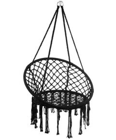Купить Гамак-кресло подвесное плетёное  60 х 80 см цвет чёрный, изображение 2 в интернет-магазине Irkshop.ru