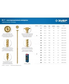 Купить Конструкционные саморезы КС-Т Зубр 140 х 6.0 мм 100 шт., желтый цинк [30051-60-140], изображение 4 в интернет-магазине Irkshop.ru