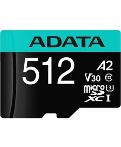 Купить Карта памяти micro SDXC AData Premier Pro 512Gb UHS-I U3, 100 МБ/с, Class 10, переходник SD [AUSDX512GUI3V30SA2-RA1], изображение 2 в интернет-магазине Irkshop.ru