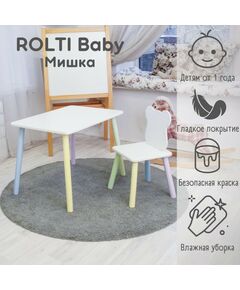 Купить Детский комплект стол и стул ROLTI Baby «Мишка» белый/цветной, массив березы/мдф, изображение 2 в интернет-магазине Irkshop.ru