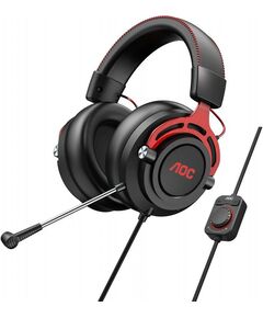 Купить Гарнитура игровая AOC GH300 многоцветная RGB, Stereo, 7.1 Surround, USB кабель 2.0 м, чёрный+красный в интернет-магазине Irkshop.ru