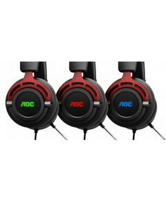 Купить Гарнитура игровая AOC GH300 многоцветная RGB, Stereo, 7.1 Surround, USB кабель 2.0 м, чёрный+красный, изображение 7 в интернет-магазине Irkshop.ru