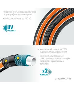 Купить Поливочный шланг GRINDA PROLine ULTRA 6 15 м 3/4", 25 атм, шестислойный двойное армированиие [429009-3/4-15], изображение 2 в интернет-магазине Irkshop.ru