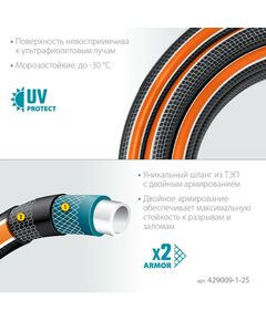 Шланги, системы водопровода и автополива: Поливочный шланг GRINDA PROLine ULTRA 6 1" 25 м 20 атм шестислойный двойное армированиие [429009-1-25] фотографии