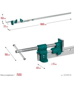 Купить Струбцина с Т-образным профилем (вайма) KRAFTOOL TBC/6 1650/55 мм [32303-6], изображение 2 в интернет-магазине Irkshop.ru