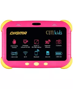 Купить Детский планшет Digma CITI Kids розовый 2G/32GB/3G/Android 9.0 [CS7216MG], изображение 2 в интернет-магазине Irkshop.ru