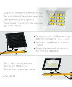 Купить Светодиодные прожекторы на штативе STAYER LED-MAX 2х30Вт 6500К IP65, 1.6 м [56925-2-30], изображение 2 в интернет-магазине Irkshop.ru