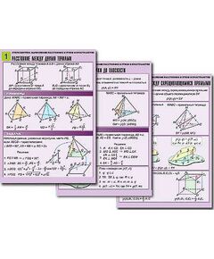 Купить Комплект таблиц по геометрии "Стереометрия. Вычисление расстояний и углов в пространстве"(8т,А1,лам) в интернет-магазине Irkshop.ru