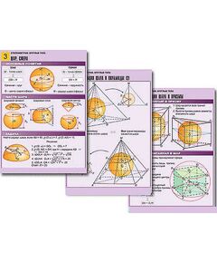 Купить Комплект таблиц по геометрии "Стереометрия. Круглые тела" (10 табл., А1, лам.) в интернет-магазине Irkshop.ru