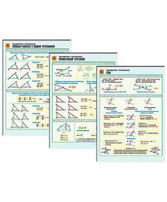 Купить Комплект таблиц по геометрии раздат. "Планиметрия. Треугольники" (цвет., лам., 6 шт.) в интернет-магазине Irkshop.ru