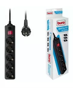 Купить Сетевой фильтр BURO 500SH-3-B 3м (5 розеток) чeрный, изображение 2 в интернет-магазине Irkshop.ru