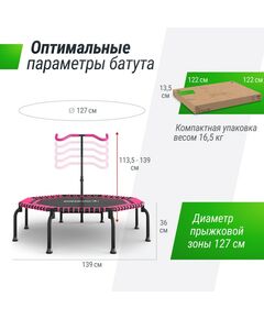 Купить Батут UNIXFIT FITNESS Premium (127 см) Pink, изображение 6 в интернет-магазине Irkshop.ru