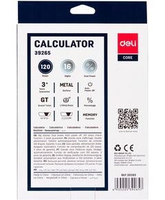 Купить Калькулятор бухгалтерский Deli E39265 серый 16-разр., изображение 7 в интернет-магазине Irkshop.ru