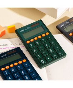 Купить Калькулятор карманный Deli EM130GREEN зеленый 12-разр., изображение 2 в интернет-магазине Irkshop.ru