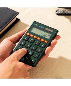 Купить Калькулятор карманный Deli EM130GREEN зеленый 12-разр., изображение 3 в интернет-магазине Irkshop.ru