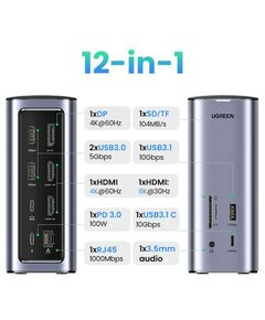 Купить Док-станция UGREEN CM555 USB-C Multifunction Docking Station Pro, цвет серый [90325], изображение 2 в интернет-магазине Irkshop.ru