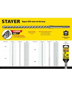 Буры, пики, коронки, сверла: SDS-max бур STAYER Professional Hercules-4Х 22 x 880/1000 мм [29370-880-22] фотографии