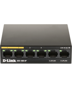 Купить Коммутатор D-link DSS-100E-6P/A1A Unmanaged Surveillance Switch 6x100Base-TX (4x100Base-TX PoE), Surge 6KV, PoE Budget 55W, Long-range PoE up to 250m, metal case, изображение 2 в интернет-магазине Irkshop.ru