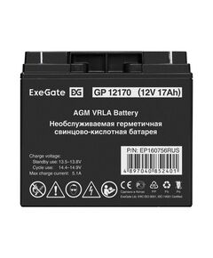 Купить Аккумулятор Exegate GP12170 12V, 17Ah, клеммы F3, болт М5 с гайкой [EP160756RUS], изображение 2 в интернет-магазине Irkshop.ru