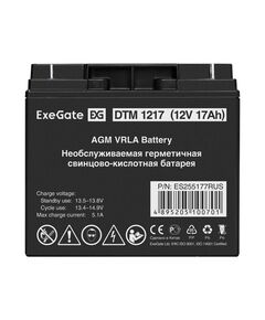 Купить Аккумулятор Exegate DTM 1217 12V, 17Ah, клеммы F3, болт М5 с гайкой [ES255177RUS], изображение 2 в интернет-магазине Irkshop.ru