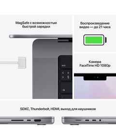Купить Ноутбук Apple MacBook Pro Space Grey M1 Pro/16/512SSD/WiFi/BT/MacOS/16.2"Retina/2.15 кг [MK183RU/A], изображение 7 в интернет-магазине Irkshop.ru