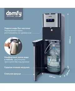 Купить Кулер для воды Domfy AquaTouch UV DHG-WD120C напольный компрессорный графитовый, изображение 6 в интернет-магазине Irkshop.ru