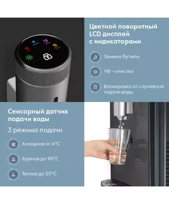 Купить Кулер для воды Domfy AquaSense UV DHG-WD220C напольный компрессорный графитовый, изображение 3 в интернет-магазине Irkshop.ru