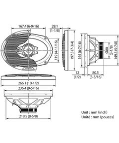 Купить Колонки автомобильные Kenwood KFC-PS6976 550Вт, 88дБ, 4Ом, 16x23см, коаксиальные трехполосные в интернет-магазине Irkshop.ru